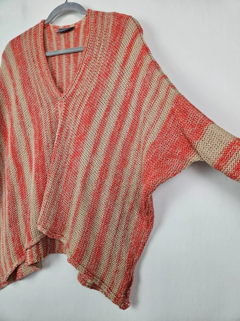 Wooden Ships Beachcomber Sweater Cotton Sea Ranch Coral/Panama Tan Stripe S/M